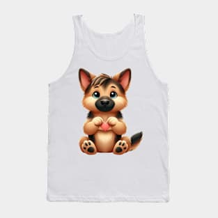 Valentine German Shepherd Dog Giving Heart Hand Sign Tank Top